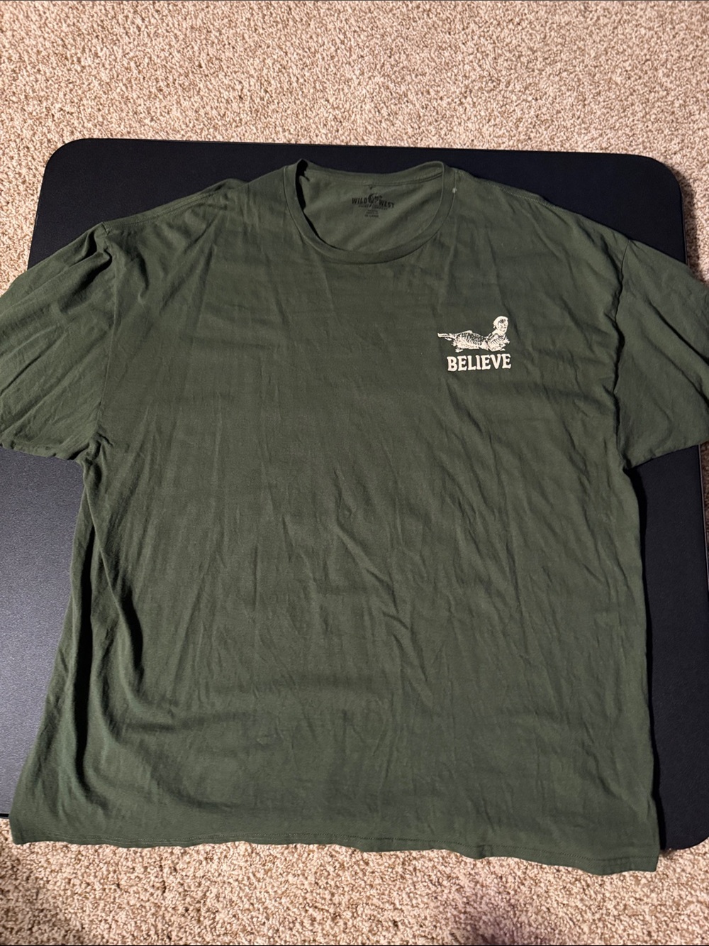 Believe Graphic Crewneck T-Shirt - Olive Green